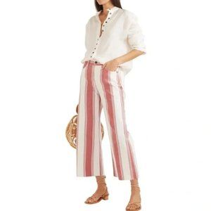 COPY - FRAME Le Crop Mini Boot Jeans, Red and White Stripe Denim, Size 28. New …